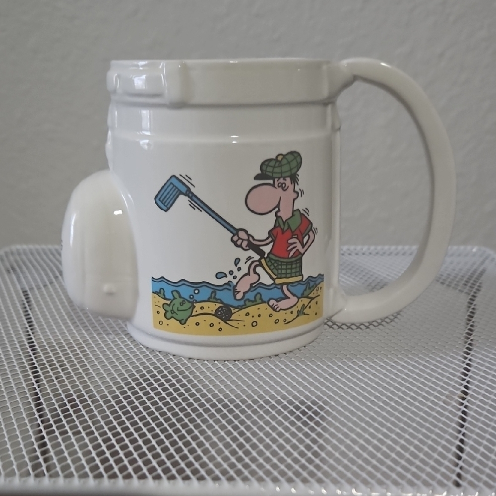 Playful Golf Cartoon Mug - White